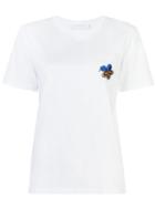 Victoria Beckham Embroidered Flower T-shirt, Women's, Size: 8, White, Cotton
