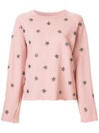 As65 Embellished Star Distressed Sweater - Pink & Purple