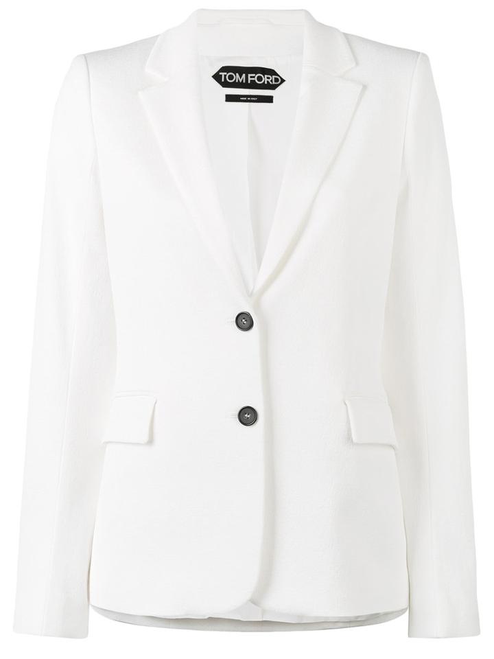 Tom Ford - Single Breasted Jacket - Women - Silk/cotton/spandex/elastane/viscose - 40, Women's, White, Silk/cotton/spandex/elastane/viscose