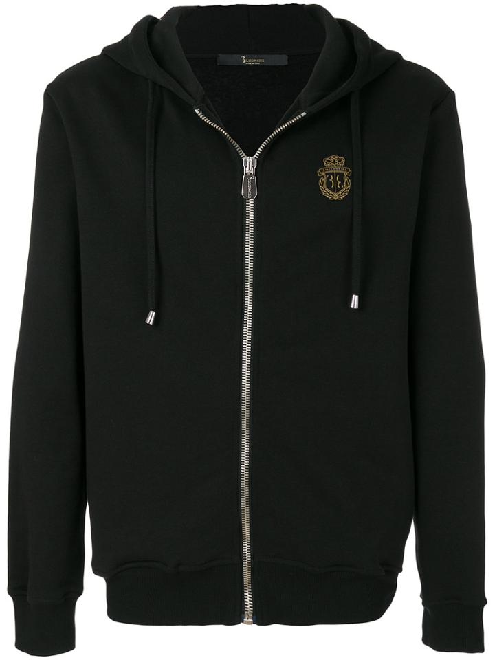 Billionaire Logo Crest Zipped Hoodie - Black