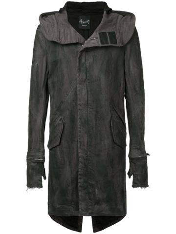 Fagassent Zipped Glove Hooded Coat - Black