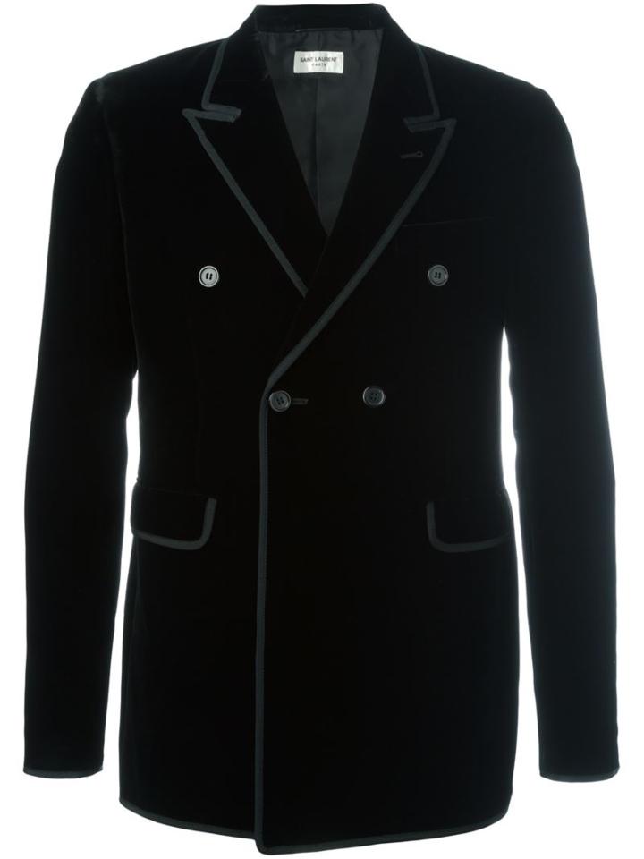 Saint Laurent Double Breasted Blazer, Men's, Size: 52, Black, Viscose/cupro/cotton/silk