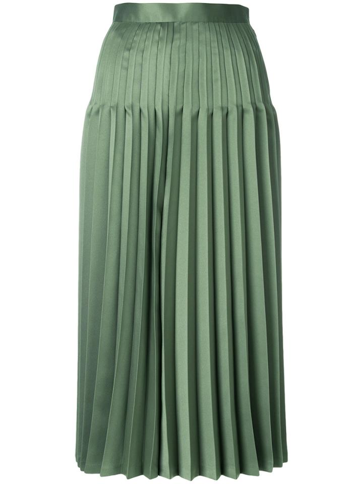 Junya Watanabe High Waist Pleated Midi Skirt - Green