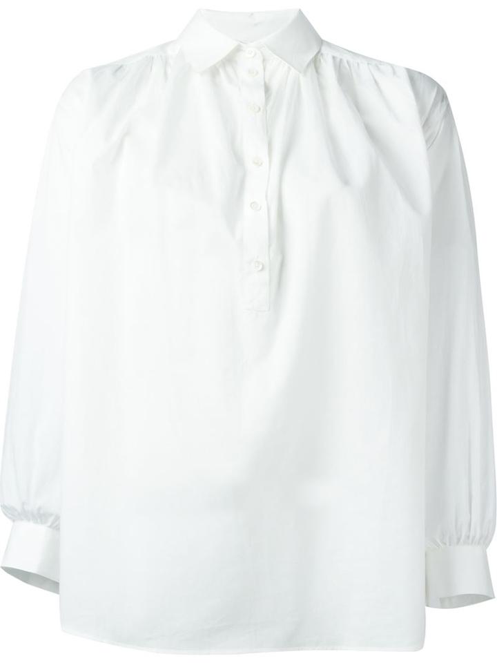 Paul & Joe Pleated Sleeve Loose Blouse, Women's, Size: 3, White, Cotton
