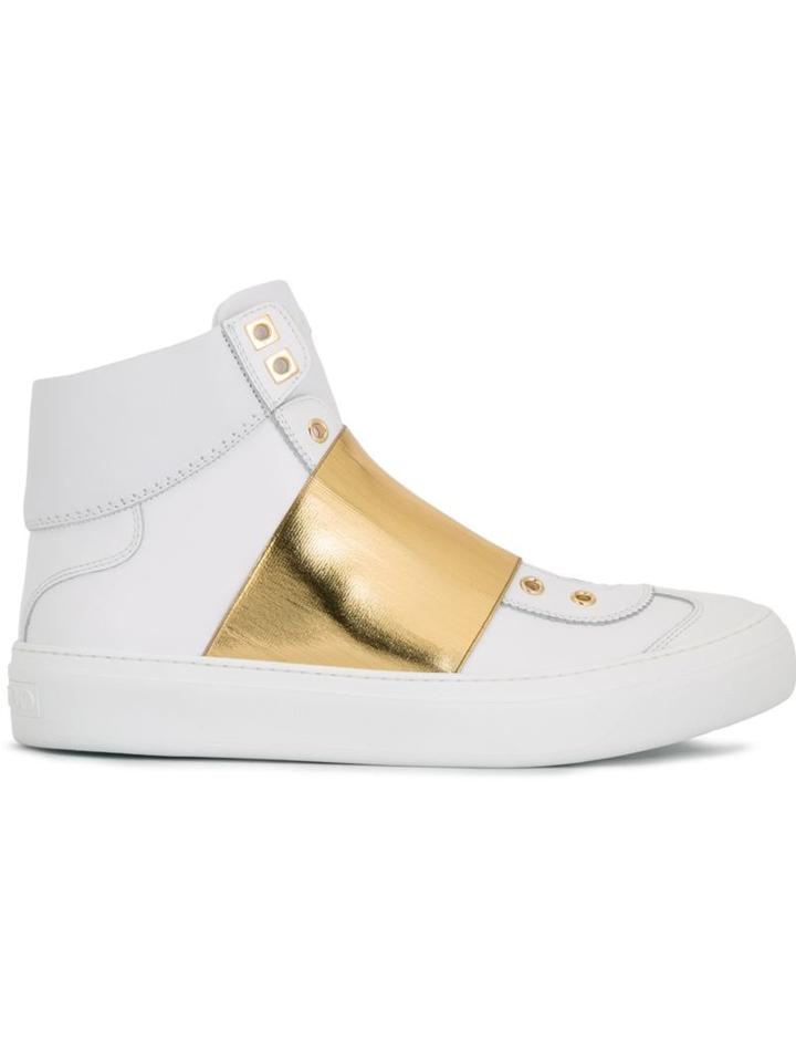 Jimmy Choo Archie Hi-top Sneakers, Men's, Size: 39, White, Calf Leather/rubber