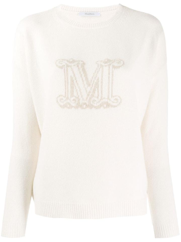 Max Mara Initial Intarsia Jumper - White