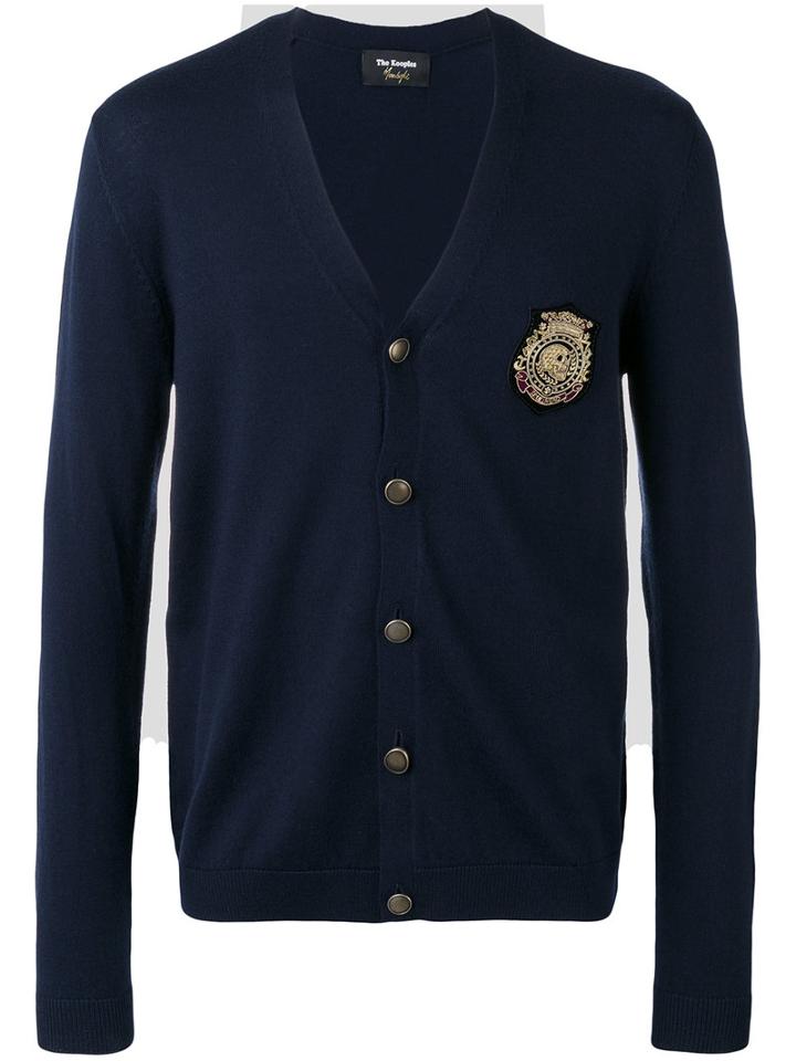 The Kooples Skull Patch Cardigan, Men's, Size: Xl, Blue, Merino