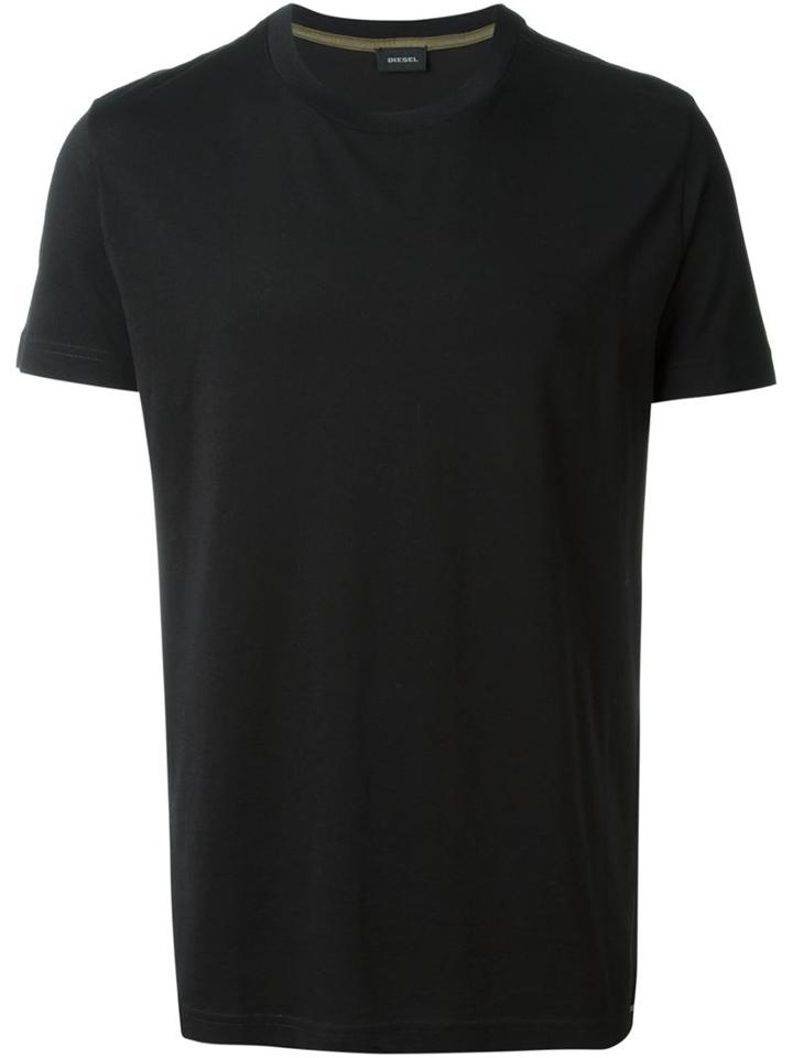 Diesel Round Neck T-shirt, Men's, Size: Xxl, Black, Cotton