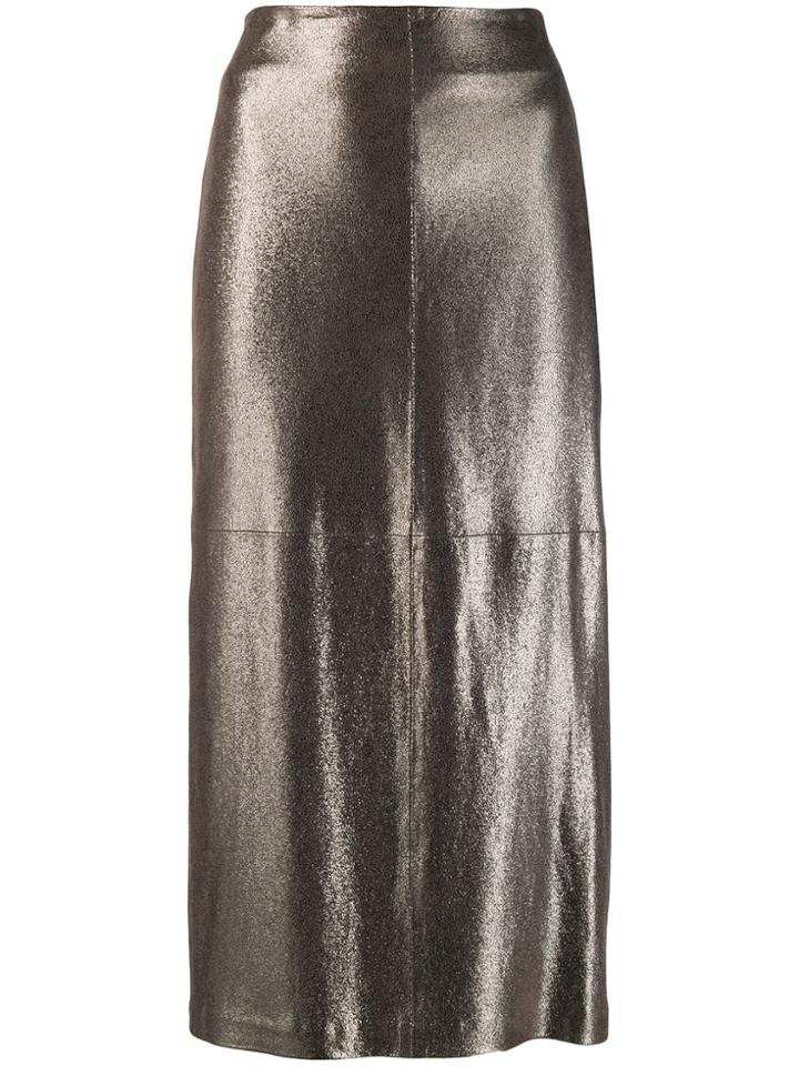 Brunello Cucinelli Shimmer Midi Skirt - Gold