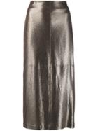 Brunello Cucinelli Shimmer Midi Skirt - Gold