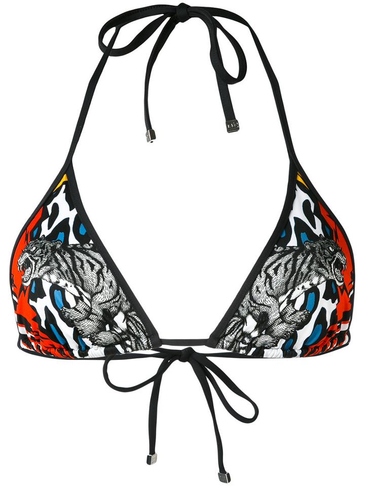 Dsquared2 - Multi-print Triangle Bikini Top - Women - Polyamide/spandex/elastane - 42, Black, Polyamide/spandex/elastane
