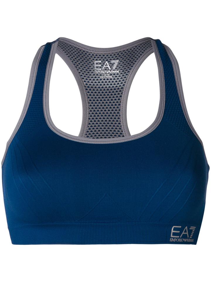 Ea7 Emporio Armani Logo Crop Top - Blue