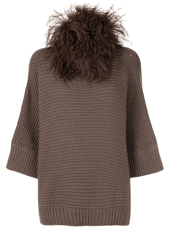 Fabiana Filippi Feather Trim Jumper - Brown