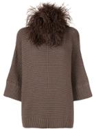 Fabiana Filippi Feather Trim Jumper - Brown