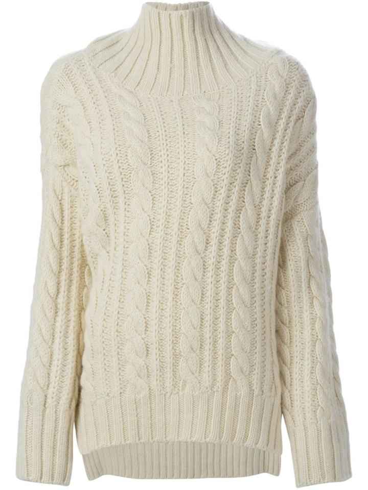 Viktor & Rolf Cable Knit Turtleneck Sweater, Women's, Size: Xs, White, Wool/alpaca
