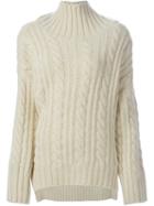 Viktor & Rolf Cable Knit Turtleneck Sweater, Women's, Size: Xs, White, Wool/alpaca