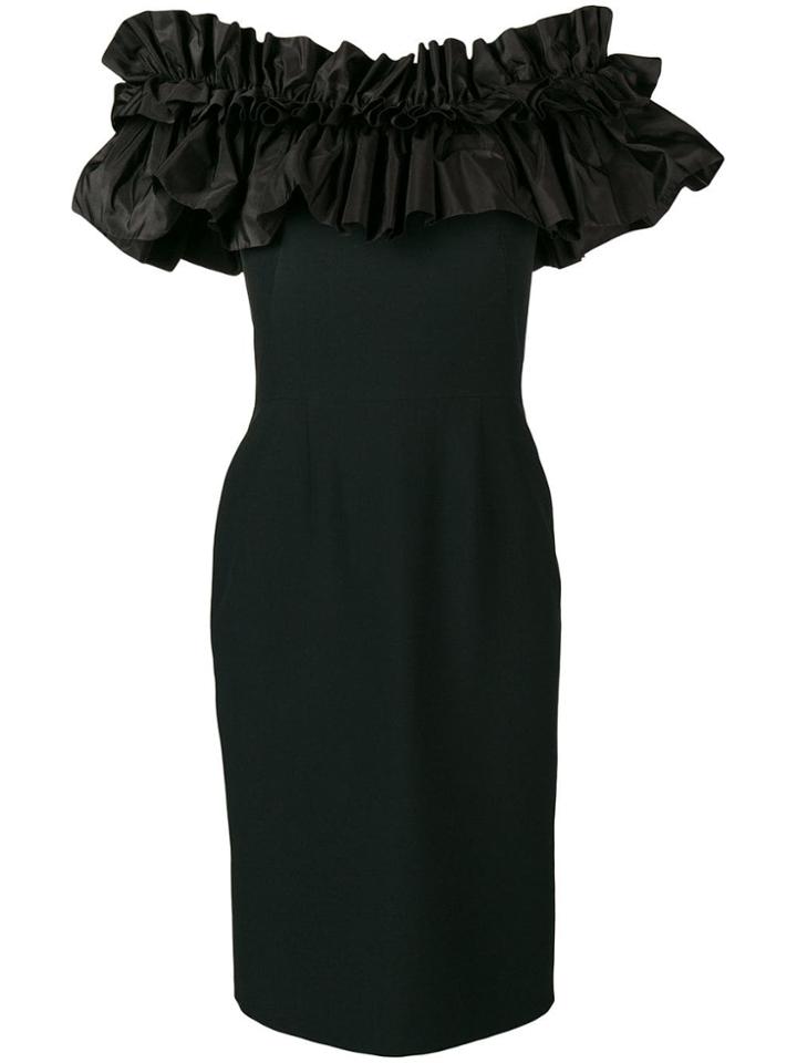 Alexander Mcqueen Ruffled Top Fitted Dress - Black