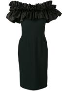 Alexander Mcqueen Ruffled Top Fitted Dress - Black