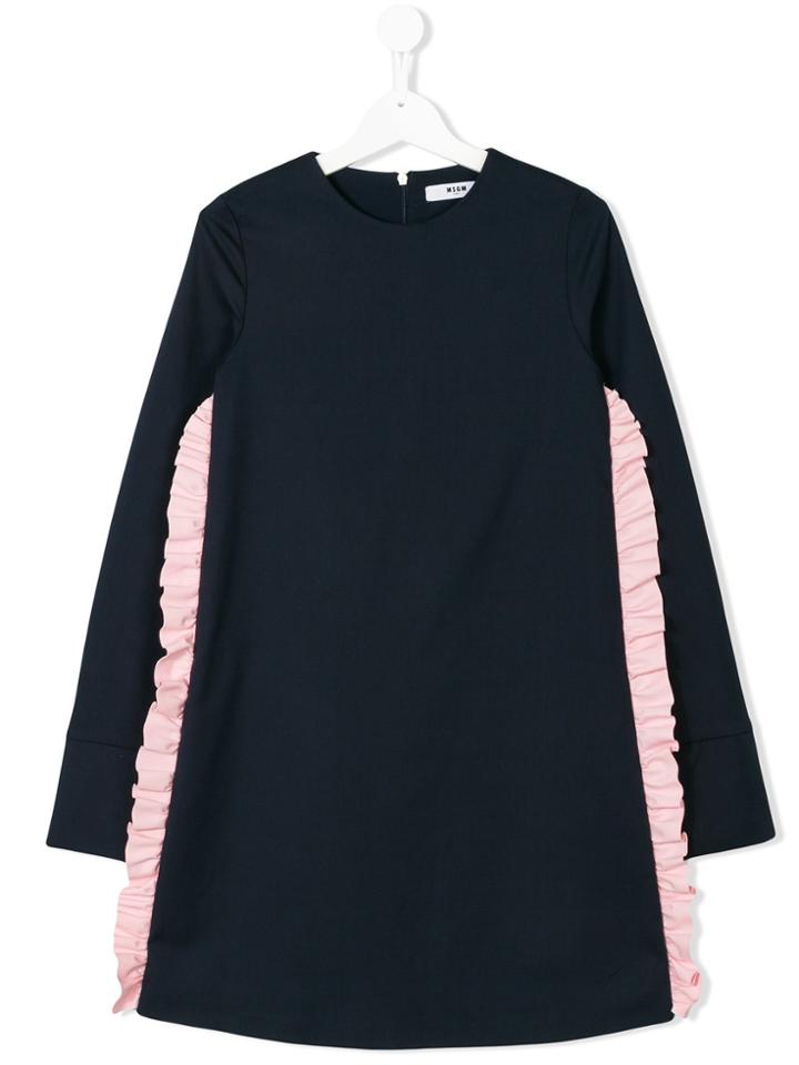Msgm Kids Ruffle Trim Dress - Blue