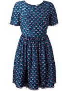 Kenzo Fitted Top, Full Skirt Dress - Blue