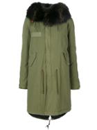 Mr & Mrs Italy Racoon Fur Trim Hooded Coat - Green