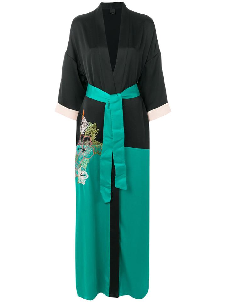 Pinko Embroidered Belted Coat - Black