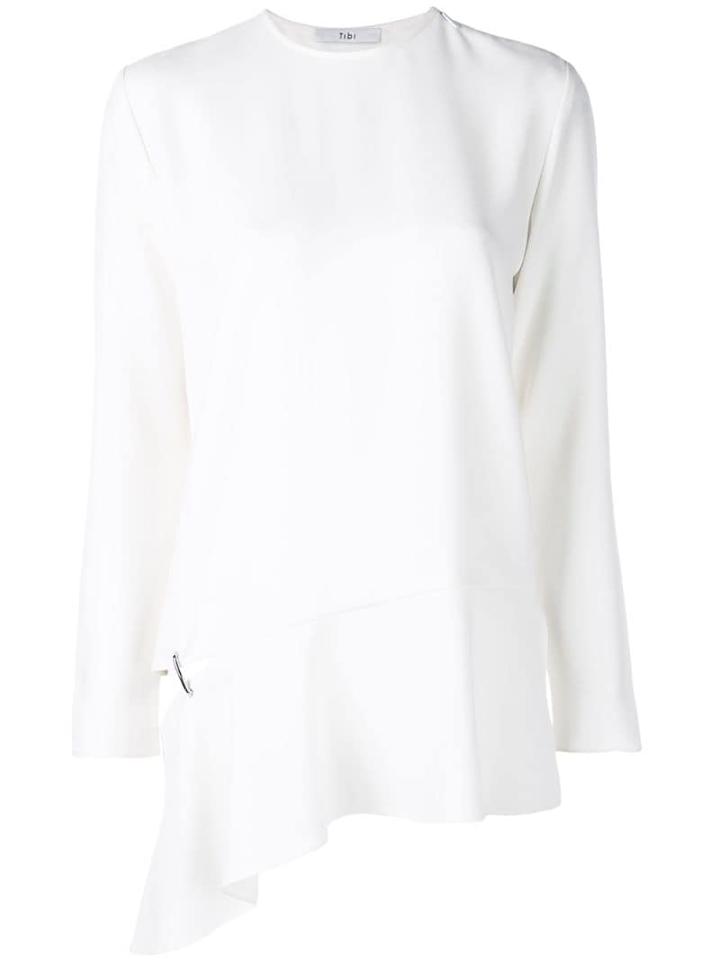 Tibi Long Sleeve Detached Hem Blouse - White
