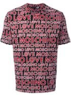 Love Moschino Allover Logo Print T-shirt, Men's, Size: Xl, Black, Cotton