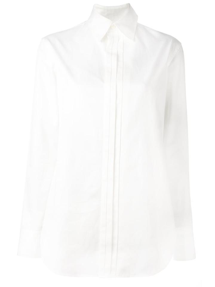 Yohji Yamamoto Pleated Front Shirt, Women's, Size: 1, White, Cotton