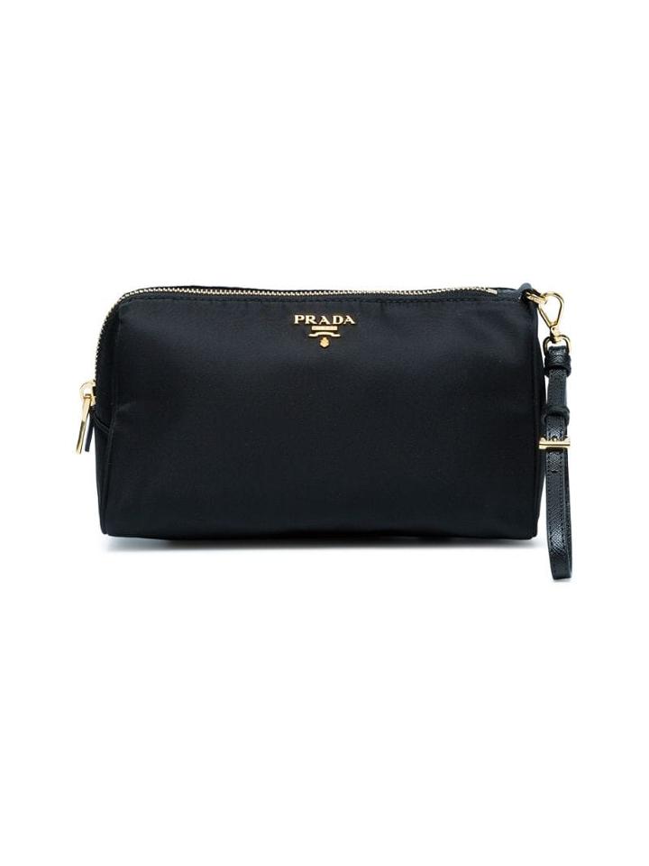 Prada Black Logo Makeup Pouch With Handle