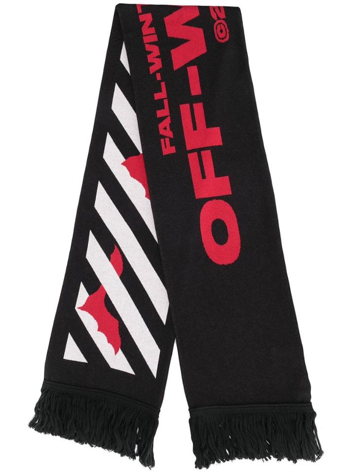Off-white Logo Striped Scarf - Black