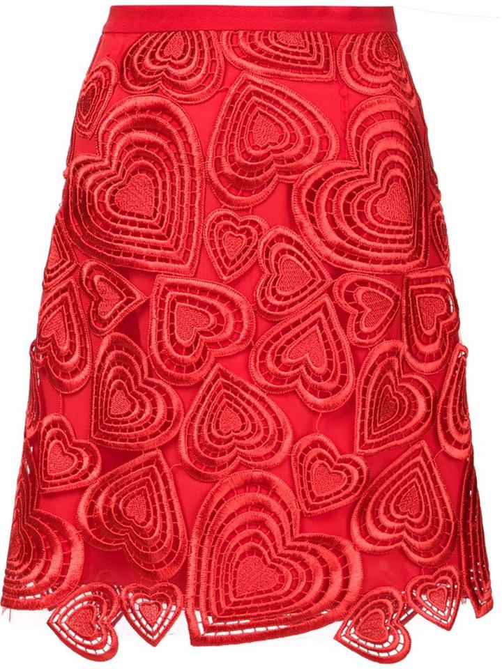 Christopher Kane Embroidered Heart Appliqué Skirt