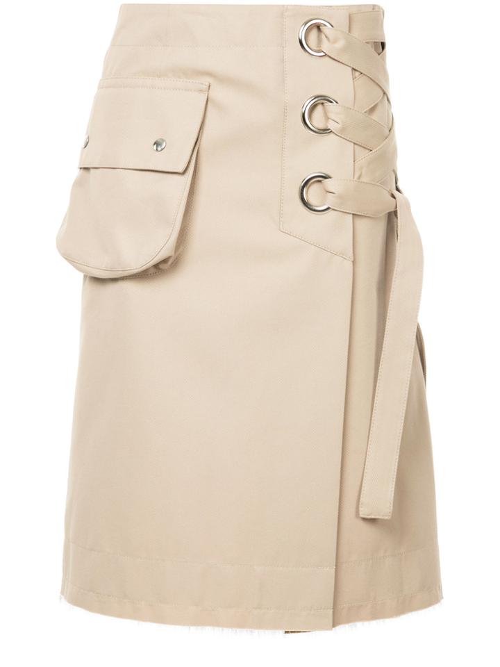 Sacai Lace-up Midi Skirt - Brown