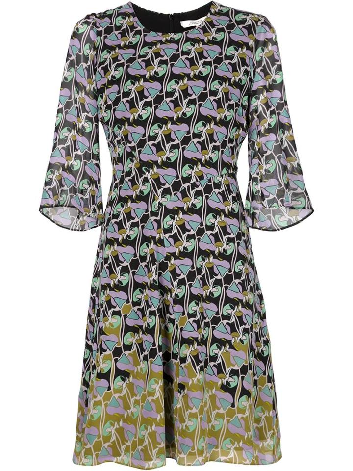 Dorothee Schumacher Printed Flared Dress, Women's, Size: 1, Black, Silk/polyester