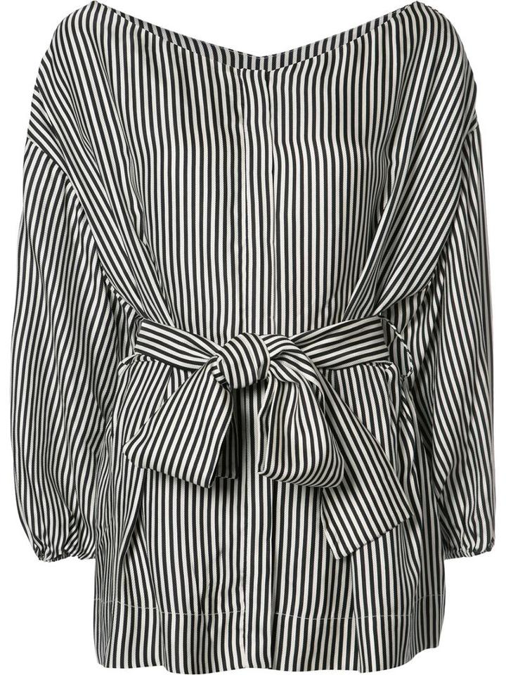 Zimmermann Drawstring Striped Blouse, Women's, Size: 1, Black, Silk