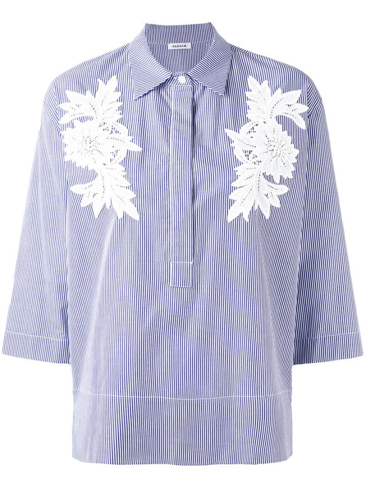 P.a.r.o.s.h. - Embroidered Shirt - Women - Cotton - S, Blue, Cotton