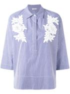 P.a.r.o.s.h. - Embroidered Shirt - Women - Cotton - S, Blue, Cotton