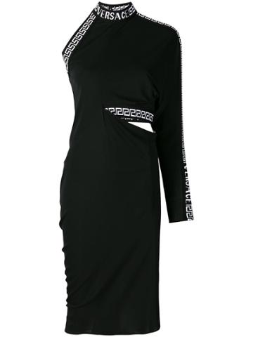 Versace Cornici Trim One Shoulder Dress - Black