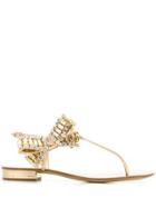 Casadei Embellished Bow-tie Sandals - Gold