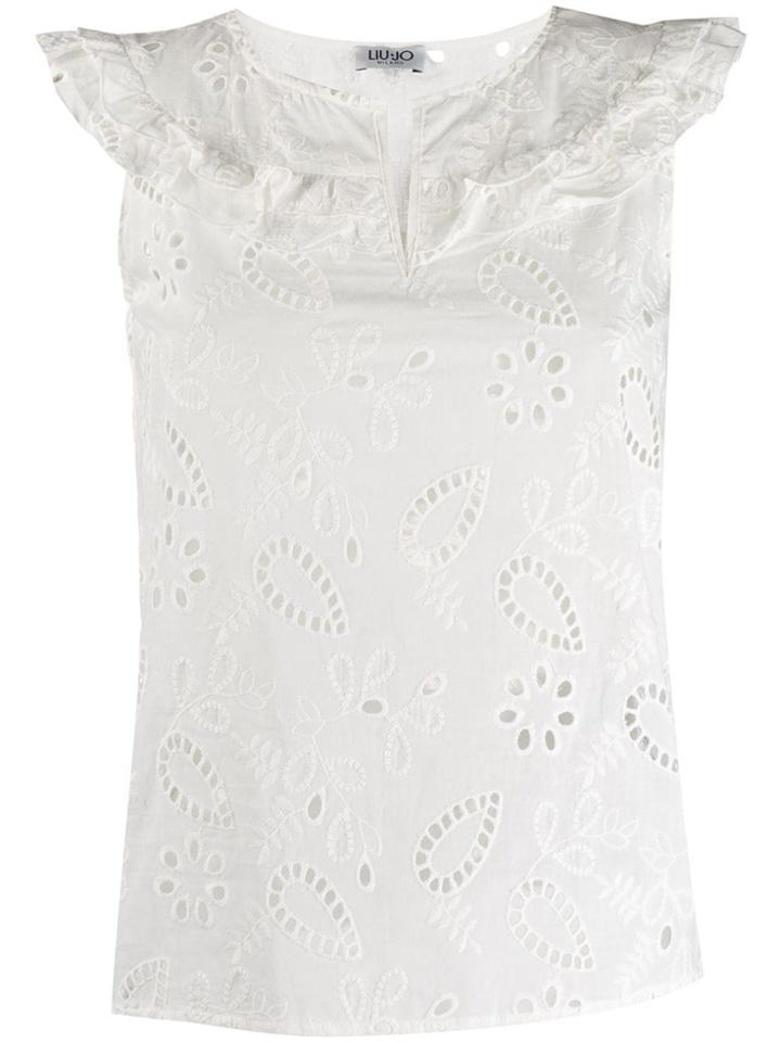 Liu Jo Embroidered Sleeveless Top - White