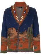 Alanui Midnight Landscape Knitted Cashmere Cardigan - Blue
