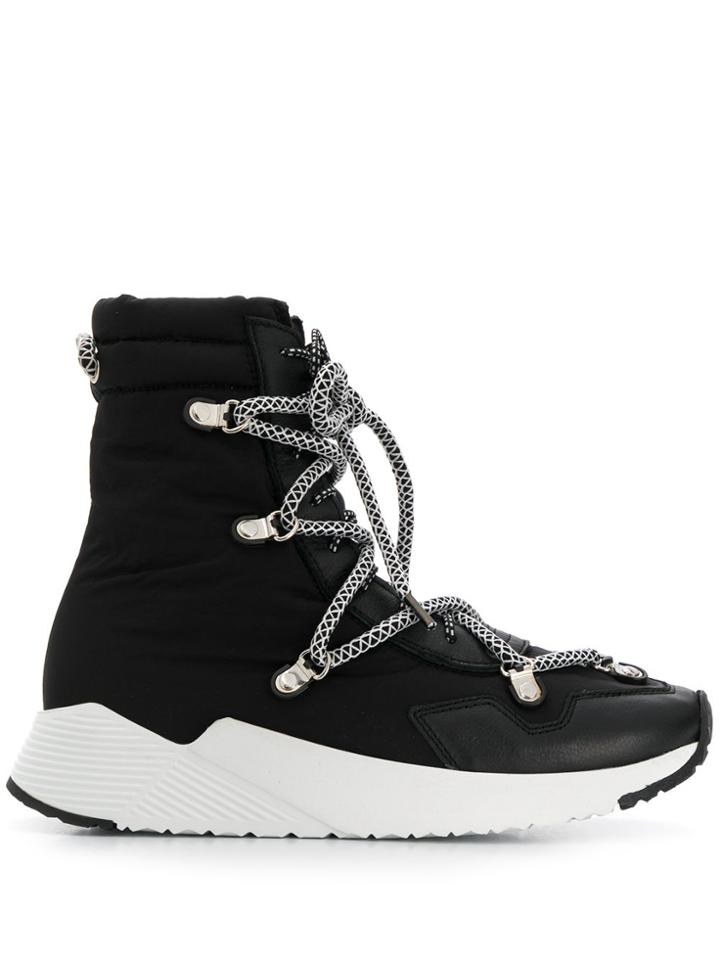 Grey Mer Contrasting Lace-up Boots - Black