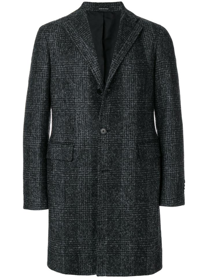 Tagliatore Checked Buttoned Coat - Grey