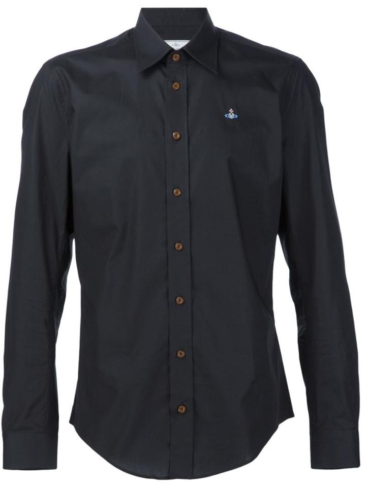 Vivienne Westwood Man Classic Long Sleeve Shirt, Men's, Size: 52, Blue, Cotton/spandex/elastane