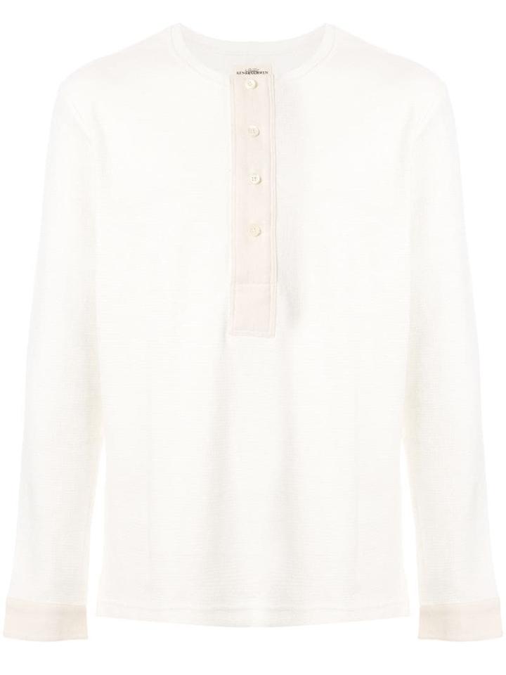 Kent & Curwen Buttoned Long Sleeved T-shirt - White