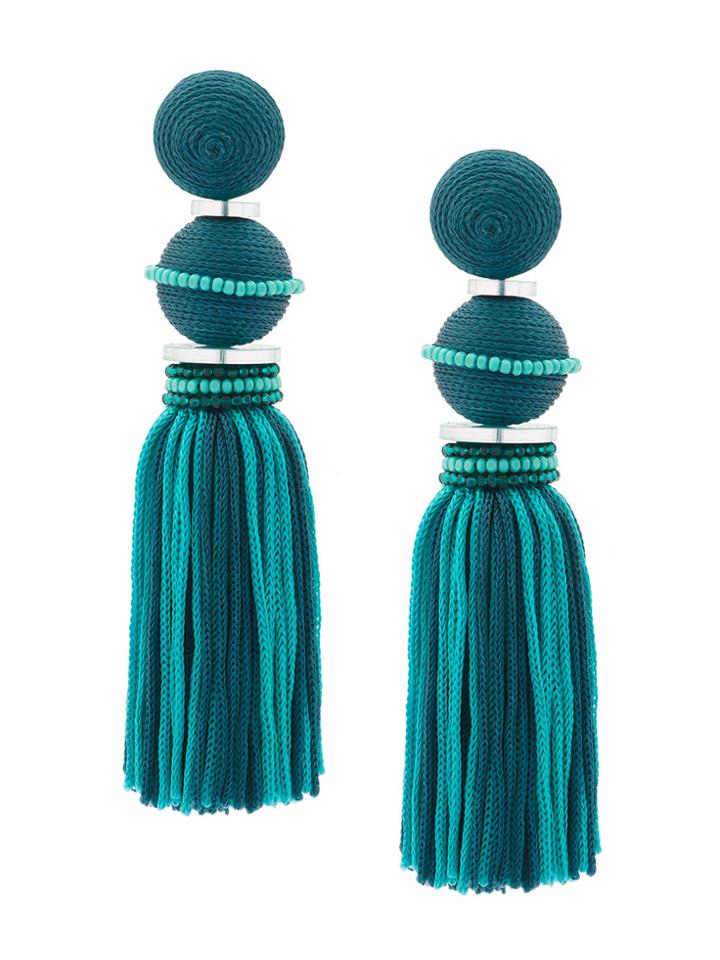 Oscar De La Renta Two Toned Ball Tassel Earrings - Green