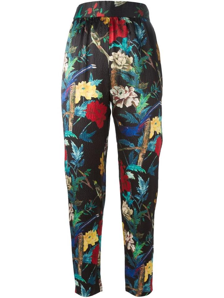 Alice+olivia High Waist Floral Print Trousers, Women's, Size: 12, Black, Silk