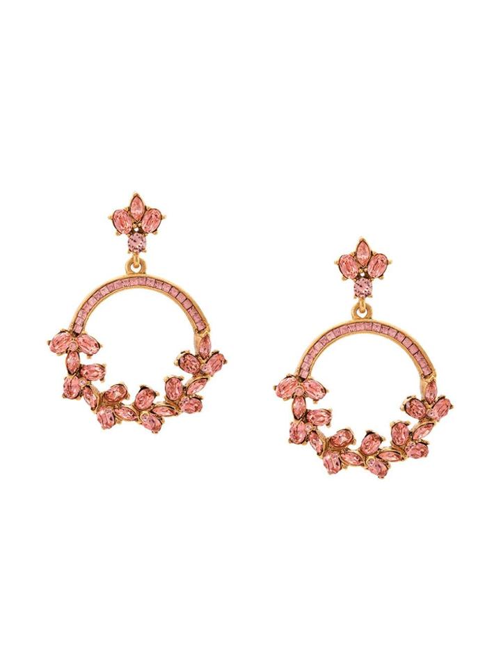 Oscar De La Renta Crystal Hoop Earrings - Silver
