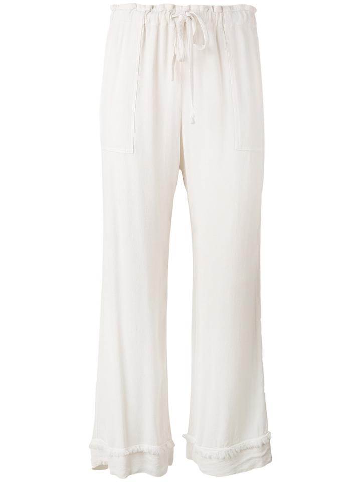 Raquel Allegra Crepe Drawstring Waist Cropped Pants - Nude & Neutrals
