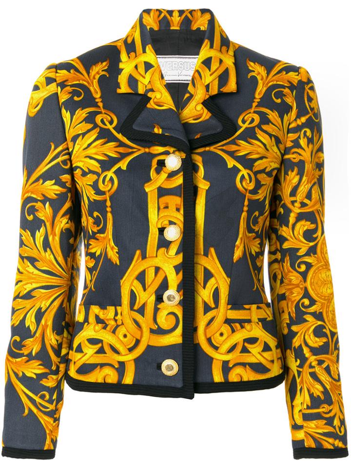 Versace Vintage Baroque Printed Short Jacket - Grey